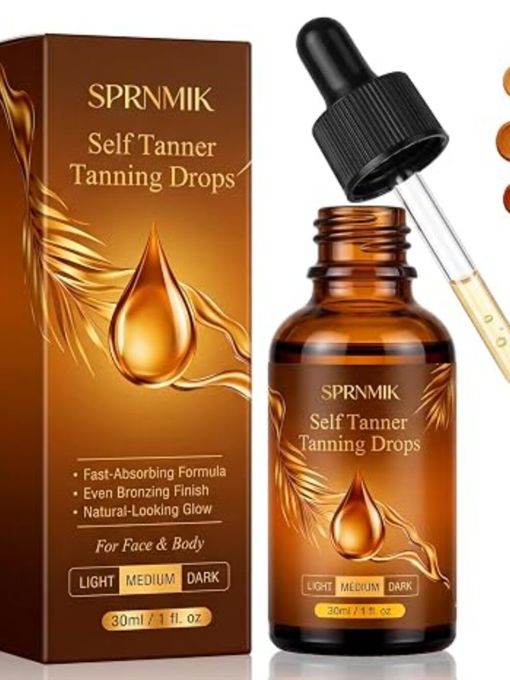 Self Tanning Drops for Face & Body, Face Self Tanner Drops Fl Oz (Medium)